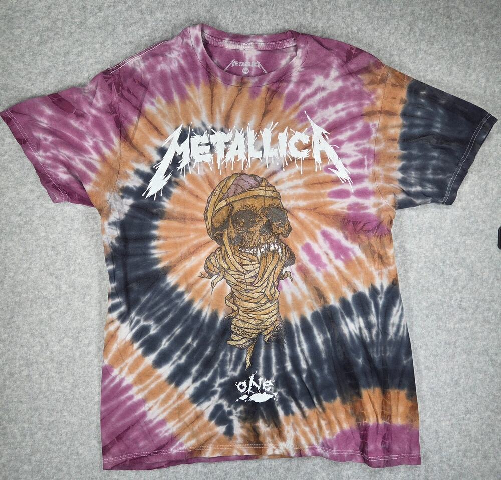 Metallica One Tie Dye Shirt Medium M Purple Skull Rock Band Tee Merch Traffic